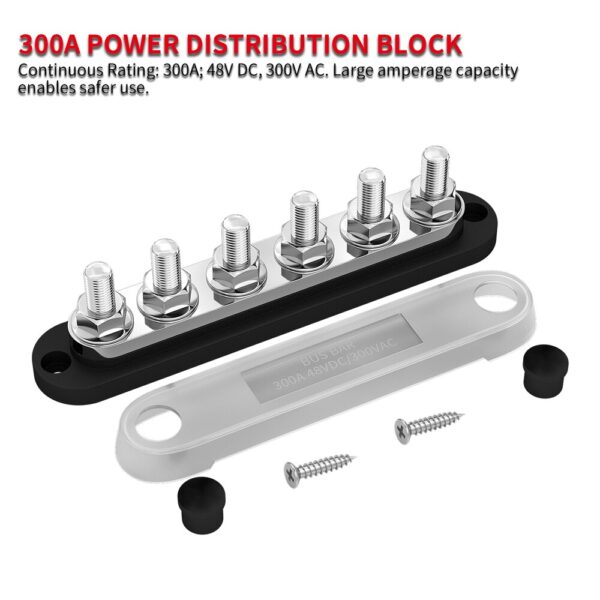 300A Negative Bus Bar 12V Distribution Block 6 x 3/8 - Image 2