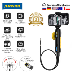 AUTOOL SVB302 1080 HD Automotive Industrial Endoscope with Light Autofocus Endoscope Inspection Camera Lens for IMG & Video